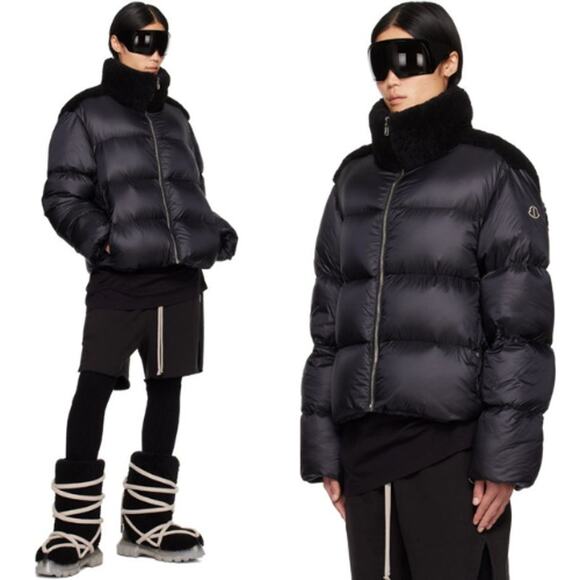 Moncler x Rick Owens | NWT Cyclopic Shearling-Trimmed Down Puffer Jacket 3 US L - Picture 2 of 16